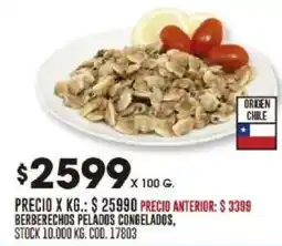 Coto Berberechos peládos congelados oferta
