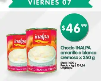 Supermercados Buenos Días Inalpa Choclo amarillo o blanco cremoso x 350g oferta