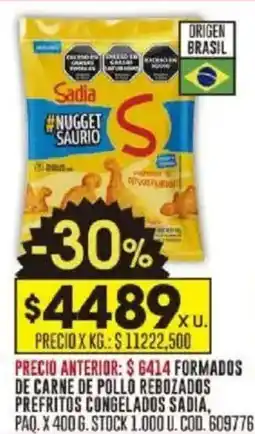 Coto Formados de carne de pollo rebozados prefritos congelados sadia, paq. oferta