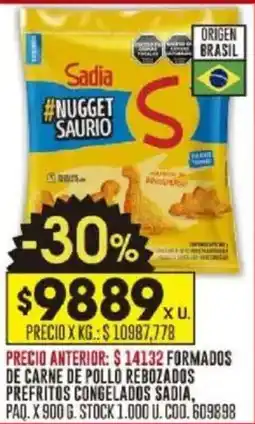 Coto Formados de carne de pollo rebozados prefritos congelados sadia, paq. oferta