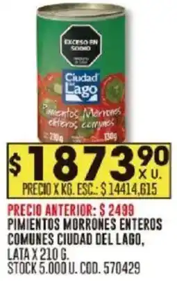 Coto Ciudad del lago pimientos morrones enteros comunes lata oferta