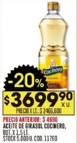 Coto Cocinero aceite de girasol bot. oferta