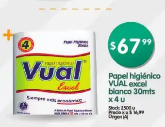 Supermercados Buenos Días Vual Papel higiènico excel blanco 30mts x 4 u oferta