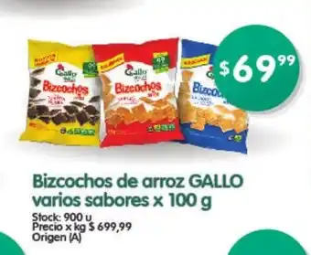 Supermercados Buenos Días Gallo Bizcochos de arroz varios sabores x 100g oferta