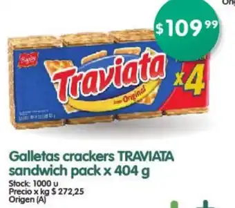 Supermercados Buenos Días Traviata Galletas crackers sandwich pack x 404g oferta