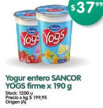Supermercados Buenos Días Sancor Yogs Yogur entero firme x 190g oferta