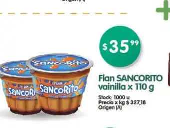 Supermercados Buenos Días Sancorito Flan Vainilla x 110g oferta