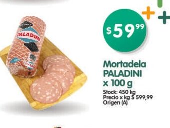 Supermercados Buenos Días Paladini Mortadela x 100g oferta
