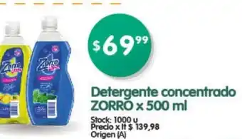 Supermercados Buenos Días Zorro Detergente concentrado x 500ml oferta