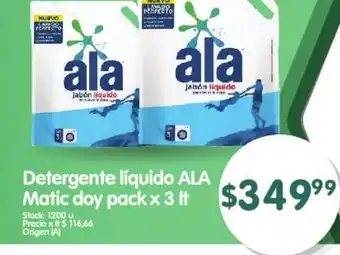 Supermercados Buenos Días Ala Detergente líquido Matic doy pack x 3 lt oferta