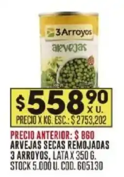 Coto 3 Arroyos arvejas secas remojadas oferta