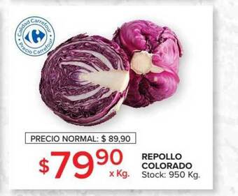 Carrefour Repollo Colorado oferta