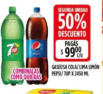 Supermercados Toledo Gaseosa Cola Lima Limón Pepsi 7up x 2450ml oferta
