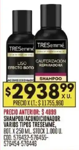 Coto Tresemme shampoo/acon oferta