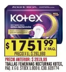 Coto Kotex toallas femeninas nocturnas oferta