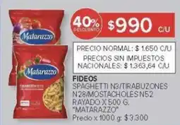 Carrefour Matarazzo fideos spaghetti N3 / tirabuzones N28 oferta