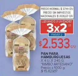 Carrefour Bimbo Artesano pan para hamburguesas oferta