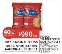 Carrefour Matarazzo fideos tirabuzones/mostacholes oferta