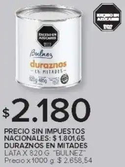Carrefour Bulnez duraznos en mitades lata oferta