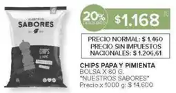 Carrefour Nuestros sabores chips papa y pimienta bolsa oferta
