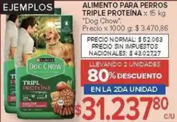 Carrefour Dog chow alimento para perros triple proteina oferta