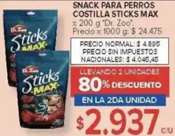 Carrefour Dr. zoo snack para perros costilla sticks max oferta