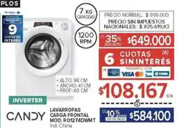 Carrefour Candy lavarropas carga frontal oferta