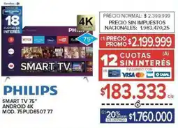 Carrefour Philips smart tv 75” android 4k oferta