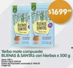 Supermercados Buenos Días Buenas & santas yerba mate compuesta con hierbas oferta