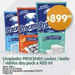 Supermercados Buenos Días Procenex limpiador cocina / baño / vidrios doy pack oferta