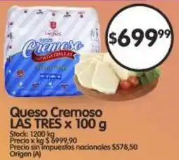Supermercados Buenos Días Las tres queso cremoso oferta