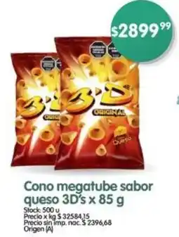 Supermercados Buenos Días 3d's cono megatube sabor queso oferta