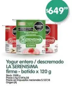 Supermercados Buenos Días La serenisima yogur entero/descremado firme - batido oferta