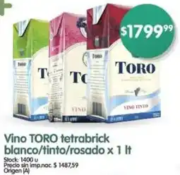 Supermercados Buenos Días Toro vino tetrabrick blanco/tinto/rosado oferta