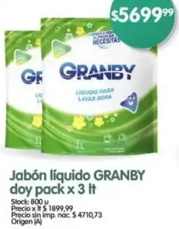 Supermercados Buenos Días Granby jabón líquido doy pack oferta