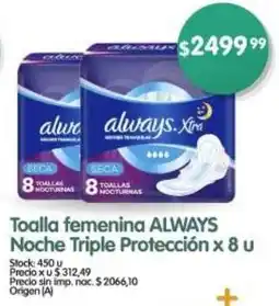Supermercados Buenos Días Always toalla femenina noche triple protección oferta