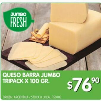 Jumbo Queso barra jumbo tripack 100g oferta