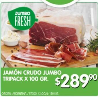 Jumbo Jamón crudo jumbo tripack x 100g oferta