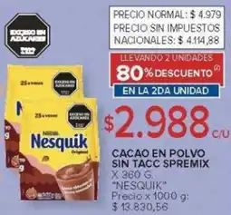 Carrefour Nesquik cacao en polvo sin tacc spremix oferta