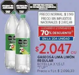 Carrefour 7 up gaseosa lima limón regular botella oferta