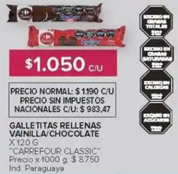 Carrefour Carrefour classic galletitas rellenas vainilla/chocolate oferta