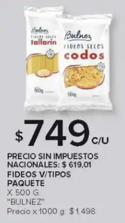 Carrefour Bulnez fideos v/tipos paquete oferta
