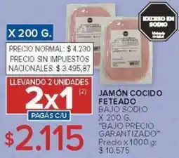 Carrefour Bajo precio garantizado jamón cocido feteado bajo sodio oferta