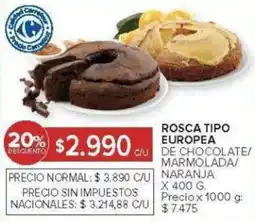 Carrefour Rosca tipo europea de chocolate/ marmolada/ naranja oferta