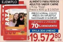 Carrefour Raza alimento para perros adultos sabor carne oferta