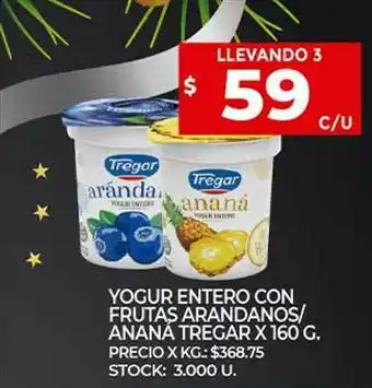 Supermercados DIA Yogurt Entero Con Frutas Arandanos Ananá Tregar oferta