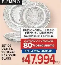 Carrefour Set de vajilla 18 piezas baroque glass oferta
