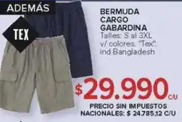 Carrefour Tex bermuda cargo gabardina oferta
