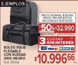 Carrefour Bolso viaje plegable con ruedas gris+negro oferta