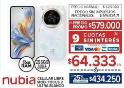 Carrefour Nubia celular libre mod. focus 2 ultra blanco oferta